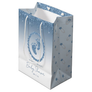 Blue Glitter Drip Baby Shower Gift Bag