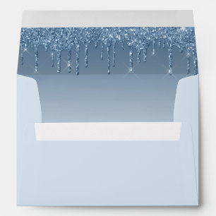 Blue Glitter Drips Baby Shower Feet Envelope