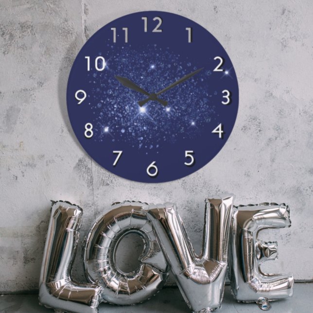 Blue glitter dust sparkle large clock (Creator Uploaded)