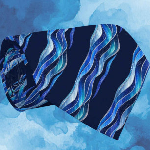 Blue Glitter Faux Silk Luxury Gentleman's Tie