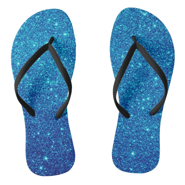 Blue Glitter Flip Flops (Footbed)