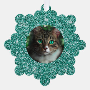 Blue Glitter Frame Christmas Tree Decoration Card