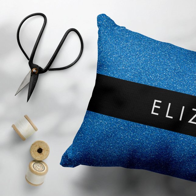 Blue Glitter, Glitter Background, Your Name Decorative Cushion (Creator Uploaded)