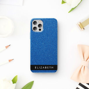 Blue Glitter, Glitter Background, Your Name iPhone 16 Case