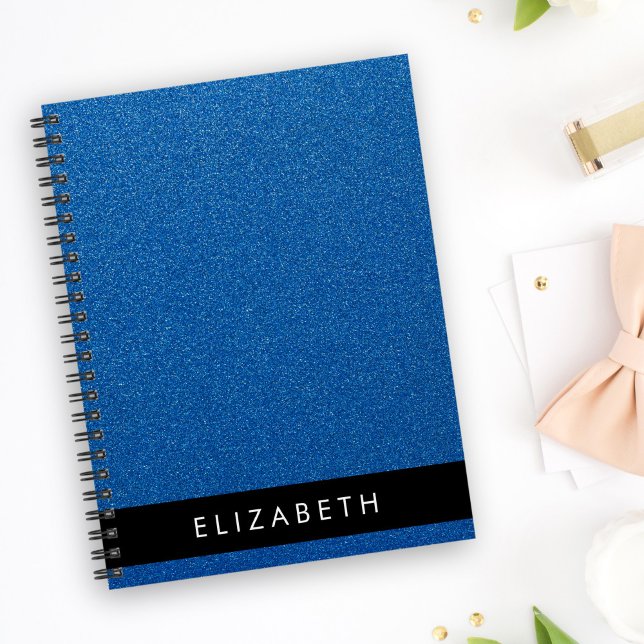 Blue Glitter, Glitter Background, Your Name Notebook (Creator Uploaded)