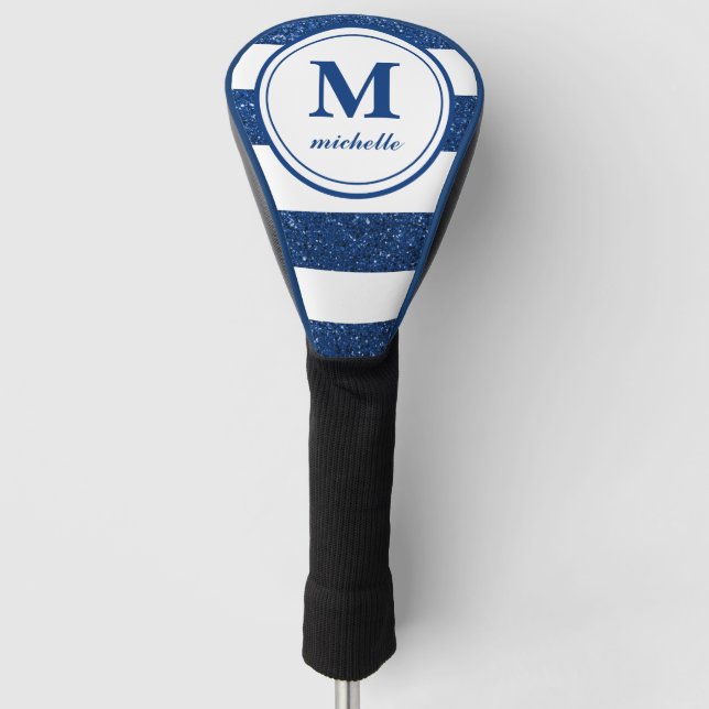 Blue Glitter | Golf | personalised NAME monogram Head Cover (Front)