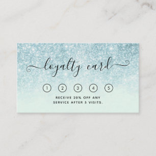 Blue Glitter Hair Salon Loyalty Card with Logo