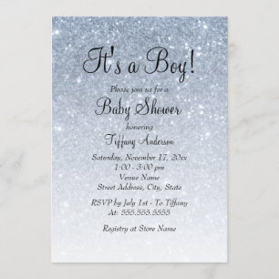 Blue Glitter It's a Boy Baby Shower Invitation
