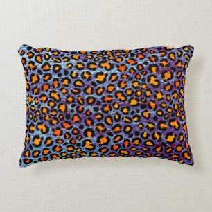   Blue Glitter Leopard Pattern Girly Cheetah Print Decorative Cushion