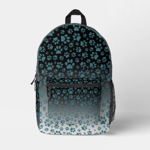 Blue glitter light effect print paws Printed Backpack