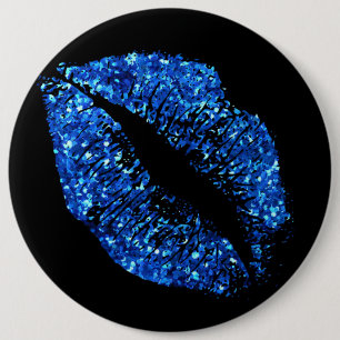 Blue Glitter Lips #2 6 Cm Round Badge