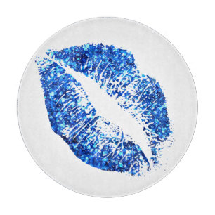 Blue Glitter Lips #2 Cutting Board