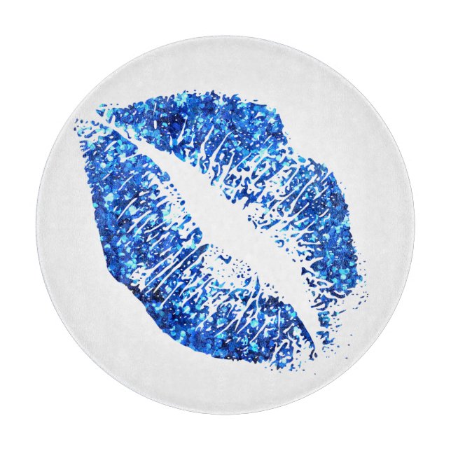Blue Glitter Lips #2 Cutting Board (Front)