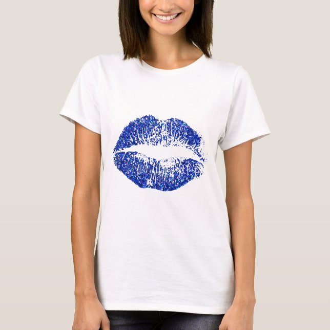 Blue Glitter Lips #2 T-Shirt (Front)
