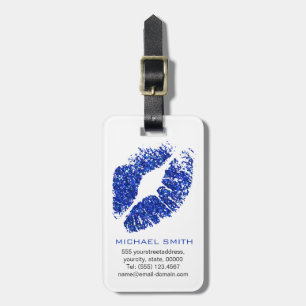 Blue Glitter Lips #3 Luggage Tag