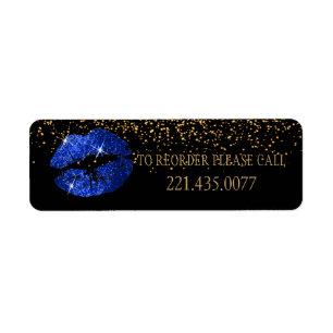 Blue Glitter Lips - Reorder Return Address Label