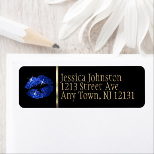 Blue Glitter Lips  Return Address Label