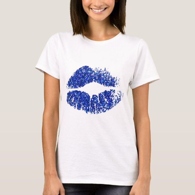 Blue Glitter Lips T-Shirt (Front)