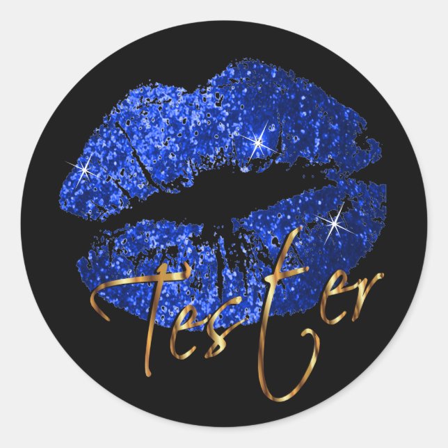 Blue Glitter Lips - Tester Classic Round Sticker (Front)