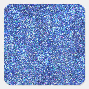 Blue Glitter Look Blank Template Glamorous Classic Square Sticker