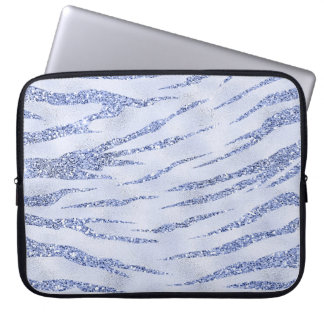 BLUE GLITTER LOOK TIGER PRINT LAPTOP SLEEVE