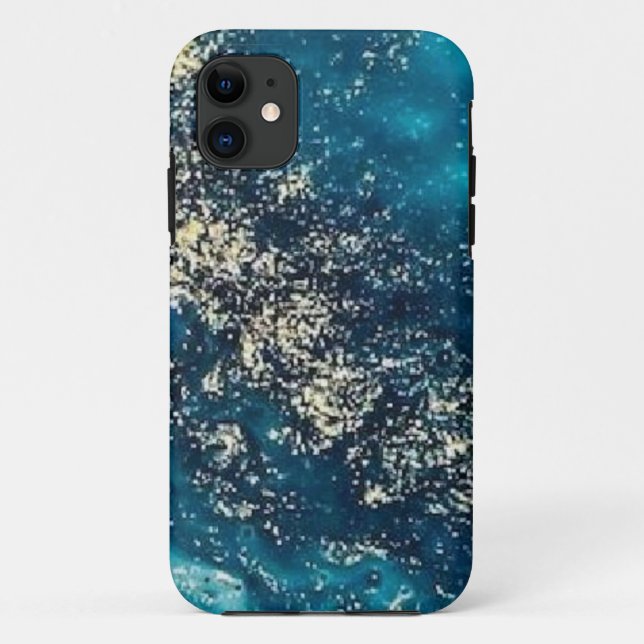 blue glitter marble Case-Mate Tough Apple iPhone Case (Back)
