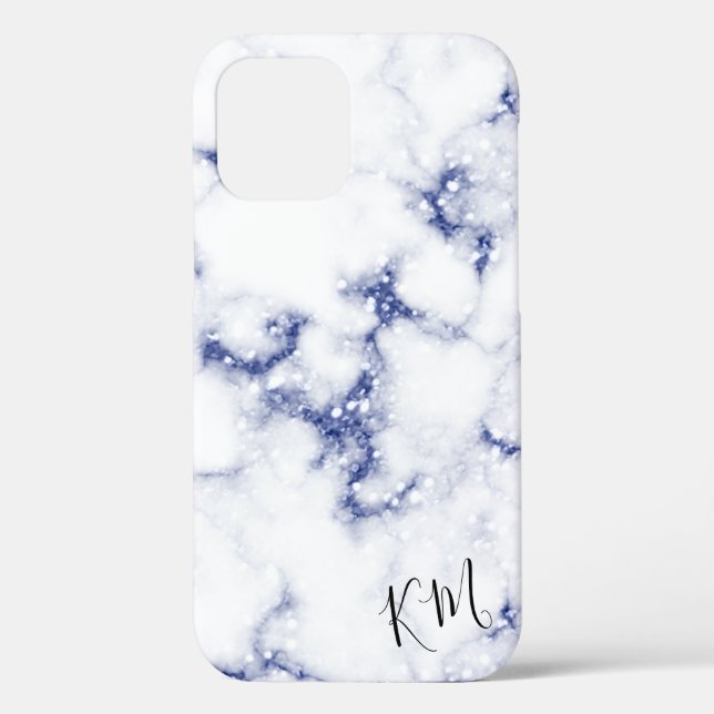 Blue Glitter Marble Personalised Case-Mate iPhone Case (Back)