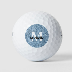 Blue Glitter Monogram  Golf Balls