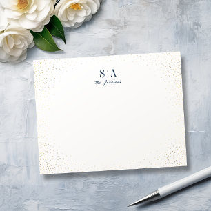 Blue & Glitter monogram personalised Stationery Card