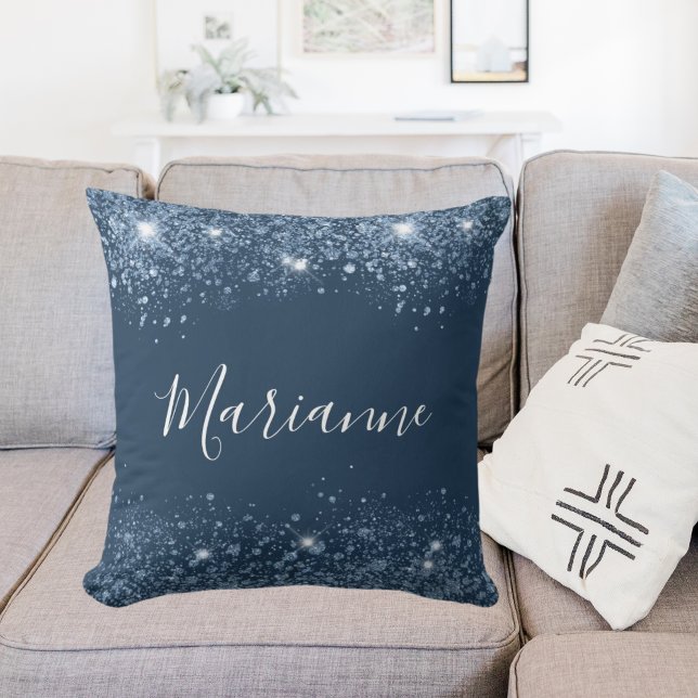 Blue glitter name script cushion (Creator Uploaded)