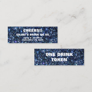 Blue Glitter Names Date Wedding Drink Ticket