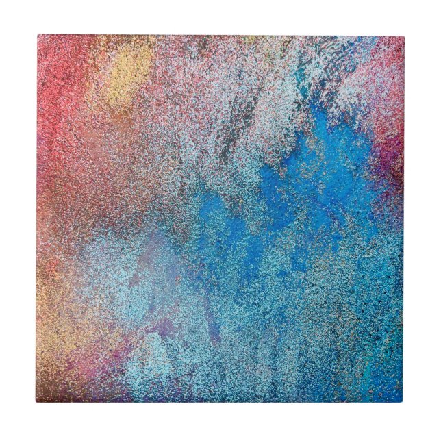 Blue Glitter Orange Abstract Cool Pattern Modern Ceramic Tile (Front)