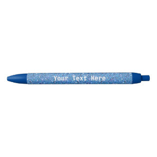 Blue glitter pen with personalised custom text