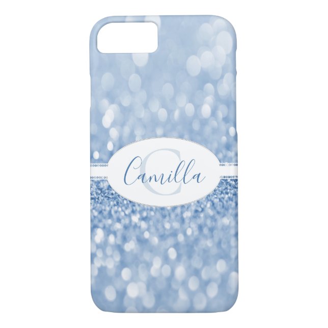Blue Glitter Personalise Case-Mate iPhone Case (Back)