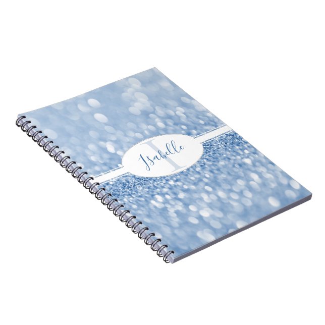 Blue Glitter Personalise Notebook (Right Side)