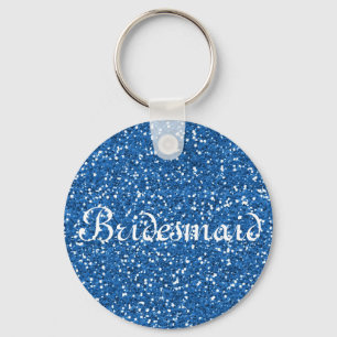 Blue Glitter Personalised Bridesmaid Key Ring