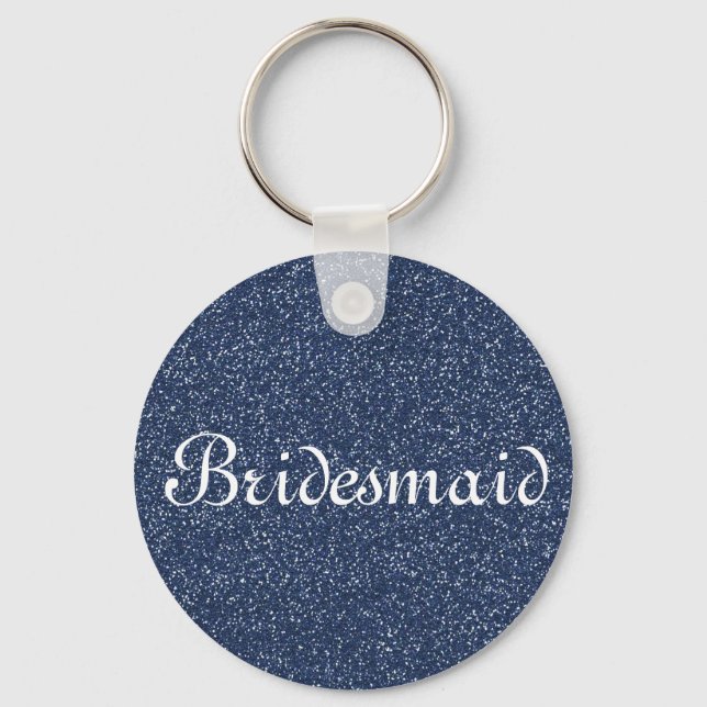 Blue Glitter Personalised Bridesmaid Key Ring (Front)