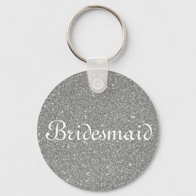 Blue Glitter Personalised Bridesmaid Key Ring (Front)