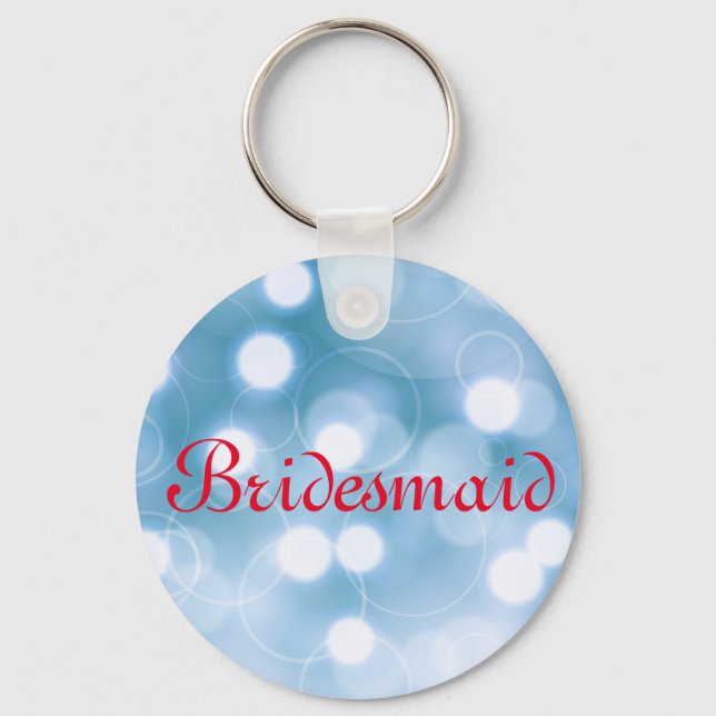 Blue Glitter Personalised Bridesmaid Keychain (Front)