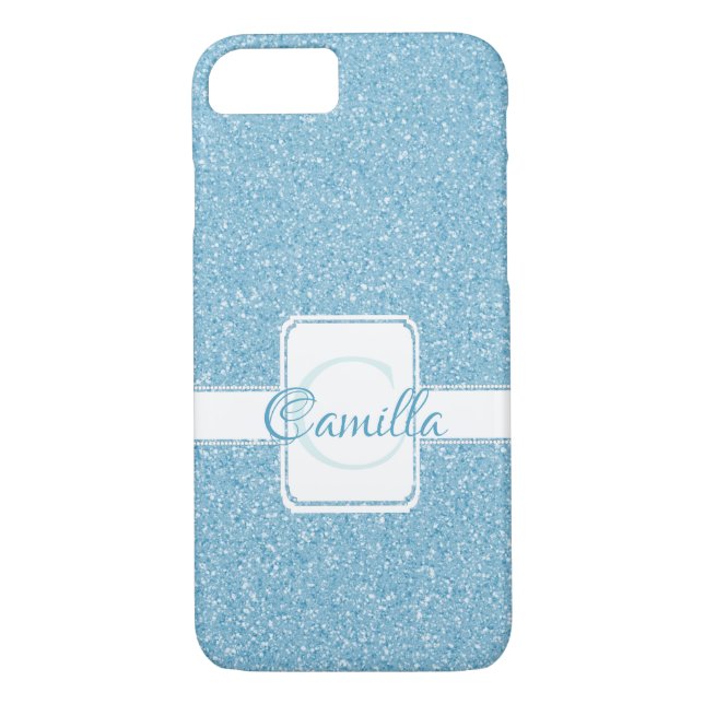 Blue Glitter Personalised Case-Mate iPhone Case (Back)