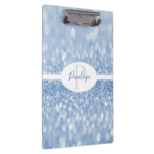 Blue Glitter Personalised Clipboard