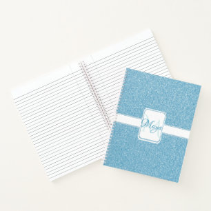 Blue Glitter Personalised Notebook