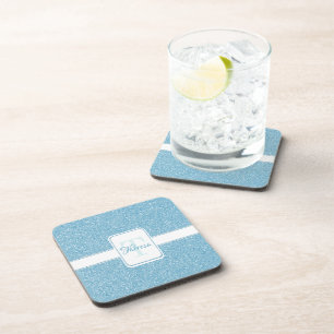 Blue Glitter Personalised Plastic Coaster