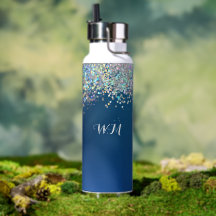 Blue Glitter Personalised Thor Water Bottle