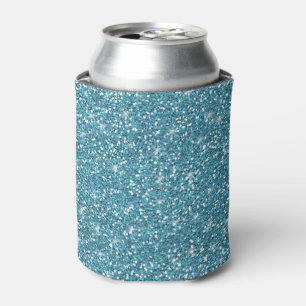 Blue Glitter Printed Can Cooler