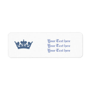 Blue Glitter Royal Crown Prince Address Labels