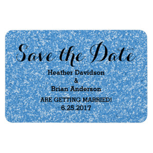 Blue Glitter Save the Date Flexi Magnet