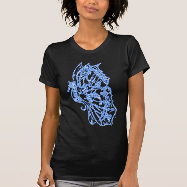 Blue Glitter Seahorse Butterfly T-Shirt (Front)