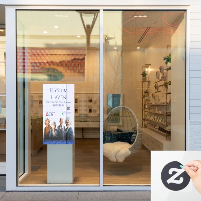 Blue Glitter Seniors Care Homes Peace Love Family (Store Window)