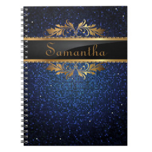 Blue Glitter Sequin Disco Glitz Spiral Notebook